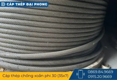 Cáp thép chống xoắn phi 30 cấu trúc 35x7